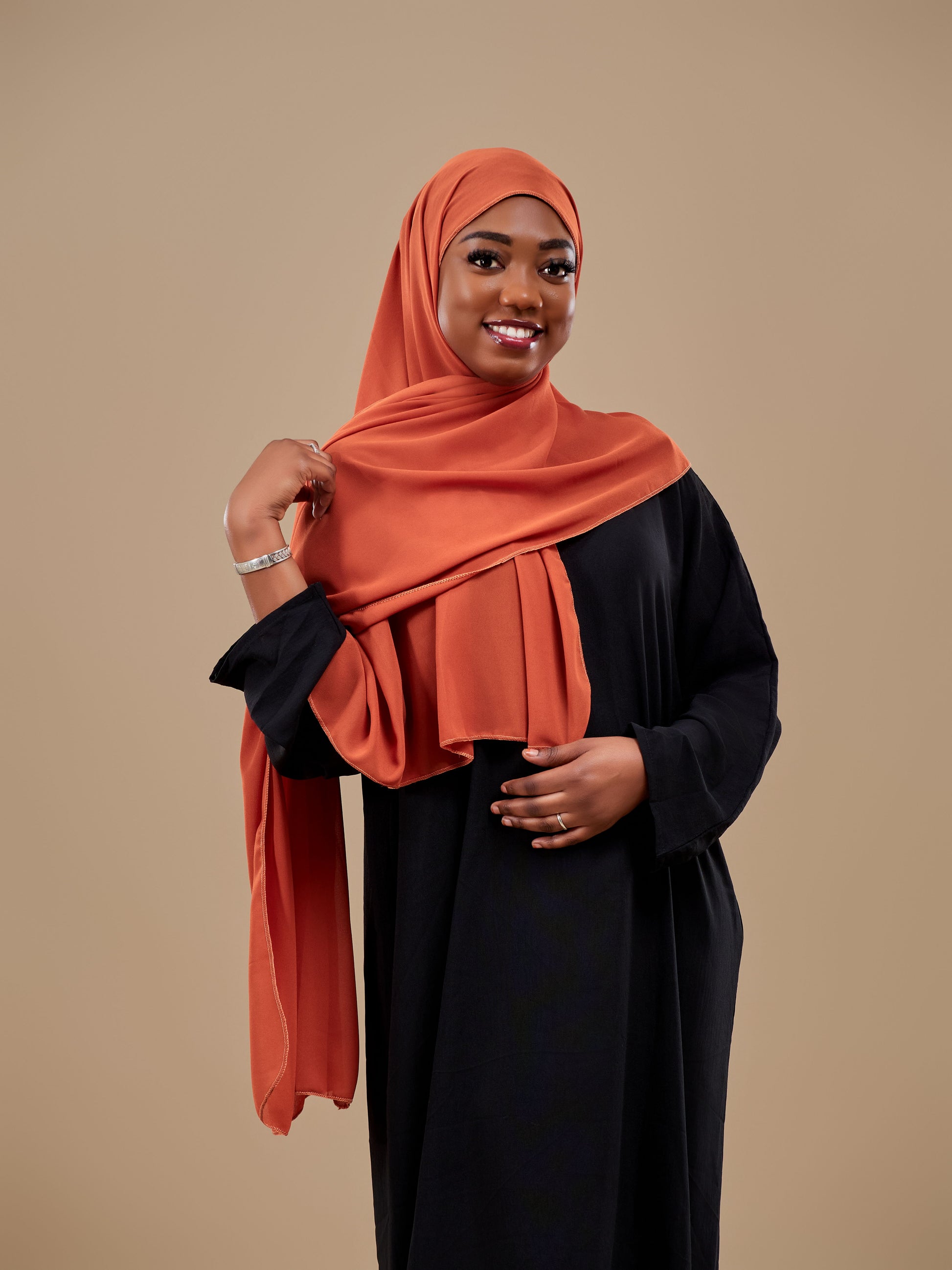 orange hijab dress Chiffon Hijab Burnt Orange Khatira By B